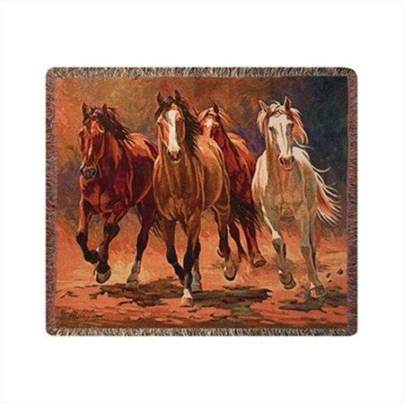 MANUAL WOODWORKERS & WEAVERS Manual Woodworkers and Weavers ATHBHB Hoof Beats and Heartbeats Tapestry Throw Blanket Jacquard Woven Fashionable Design 50 X 60 in. ATHBHB